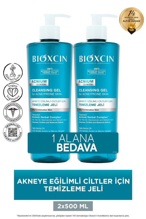 Bioxcin Acnium Sebum Dengeleyici Yüz Yıkama Jeli 500ml 1 Alana 1 Hediye